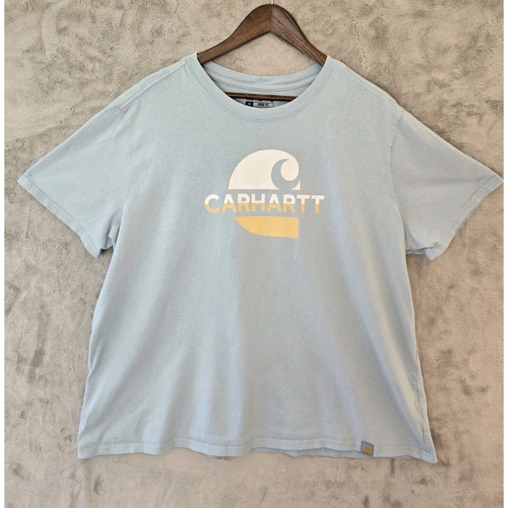 Carhartt Women's 2XL Heavyweight Outdoor Graphics T-shirt Baby Blue Loose